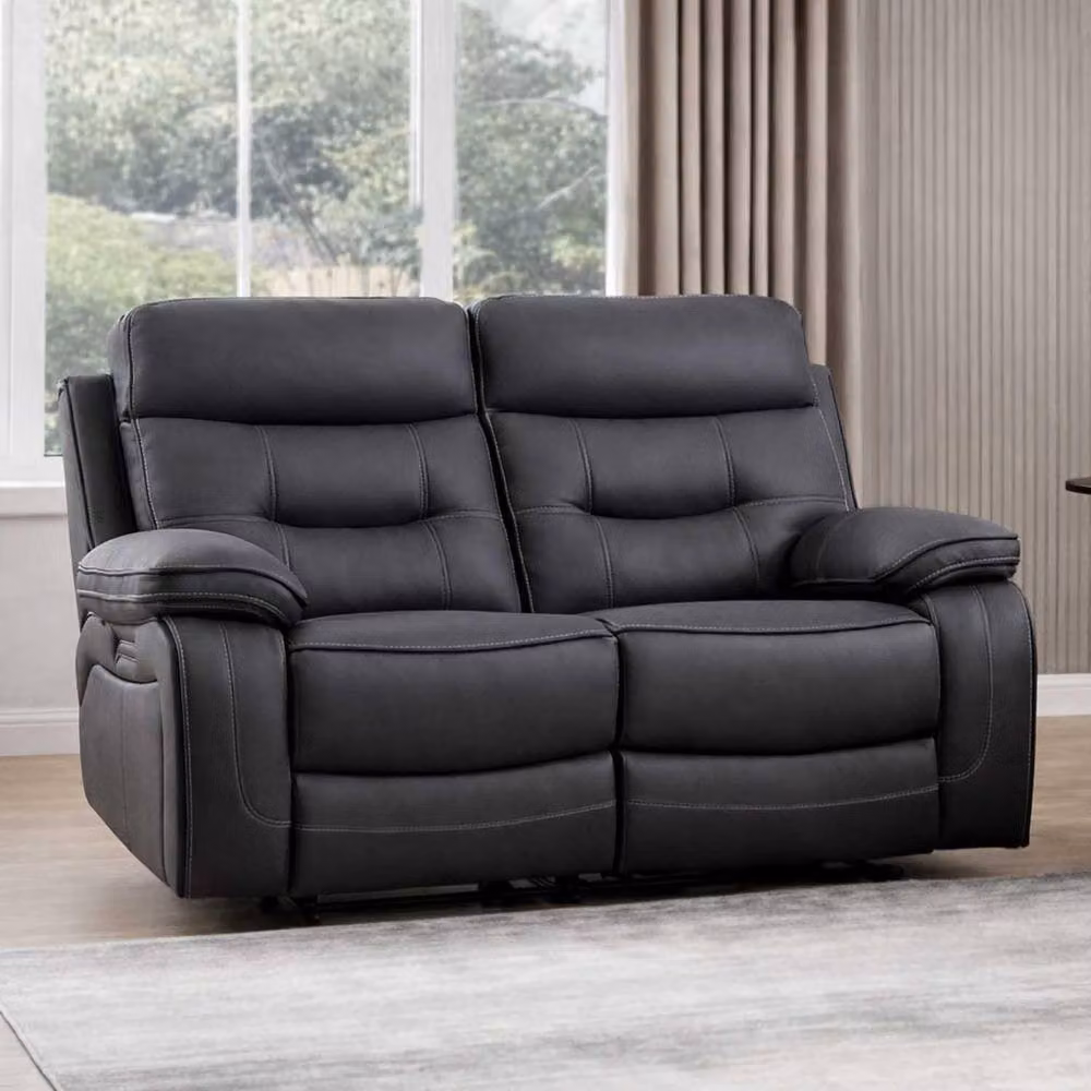 Furnishings For Less UK Renzo Grey Electric Recliner Sofa Suite (3+2+1) with USB Charging and Synthetic Leather Upholstery – 3