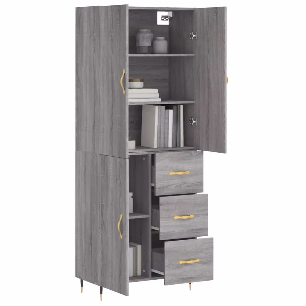 Berkfield Home Grey Sonoma Modern Highboard W/D/H: 69.5 x 34 x 180 cm – 2