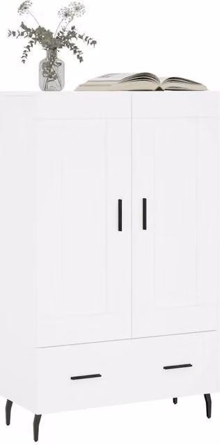 Berkfield Home White Modern Highboard with Hinged Doors and Internal Shelves, W/D/H: 69.5 x 31 x 115 cm – 1