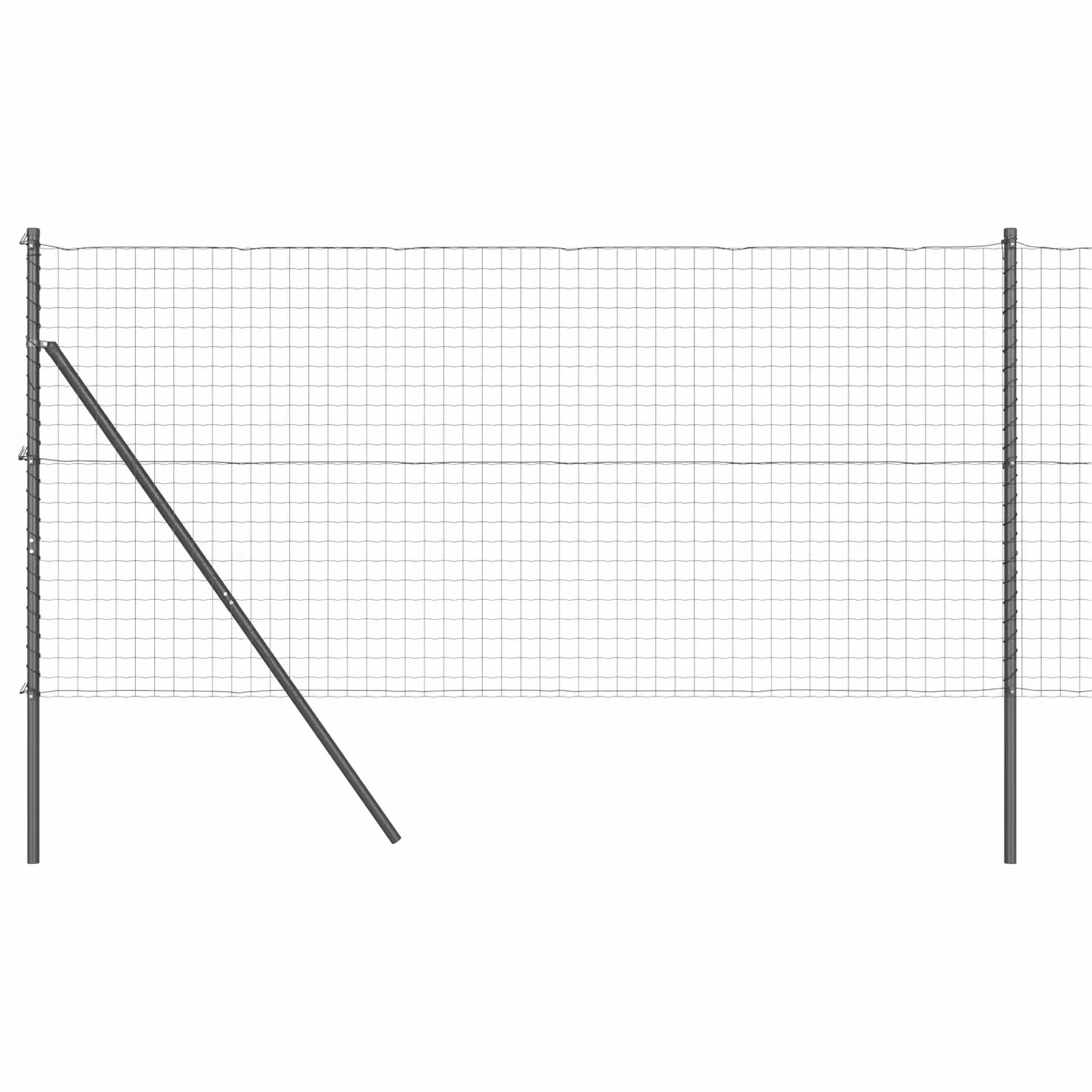 Berkfield Home Euro Fence with 7 Round Posts, Galvanised Steel, Grey/Silver, W: 10 m, H: 1 m – 2