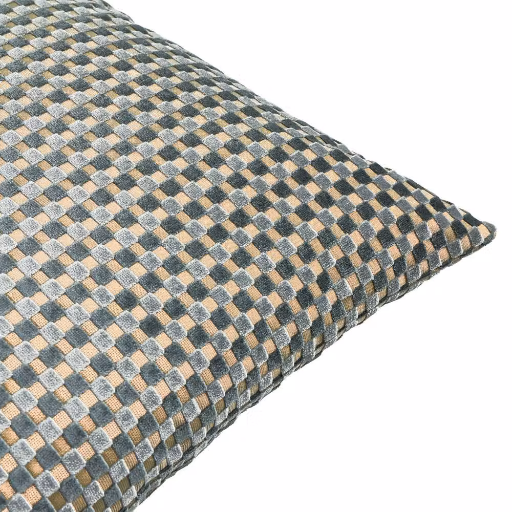 Furn Checkered Velvet Jacquard Cushion in Blue, W/D/H: 45 x 45 x 45 cm – 3