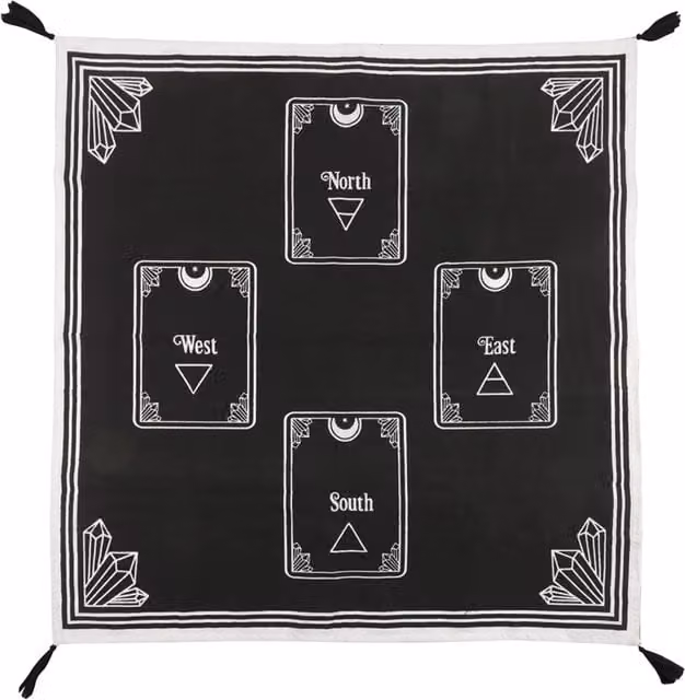 KDMK Black Tarot Spread Altar Cloth with Tassels for Card Readings