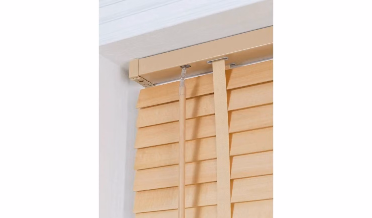 Little Black Book Natural 50mm Wooden Venetian Blind, Room Darkening, W: 60 cm, H: 160 cm