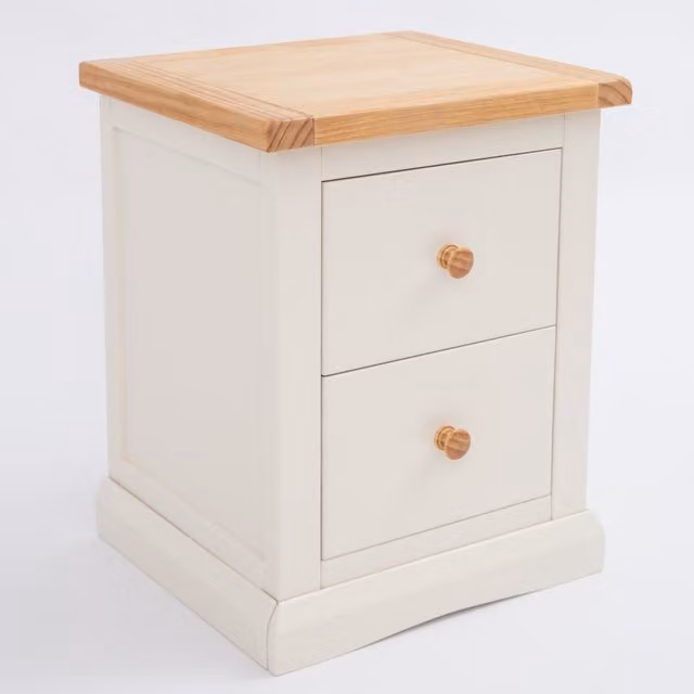 Cabinet Bits Castelli 2 Drawer Bedside Table in White with Wood Knobs