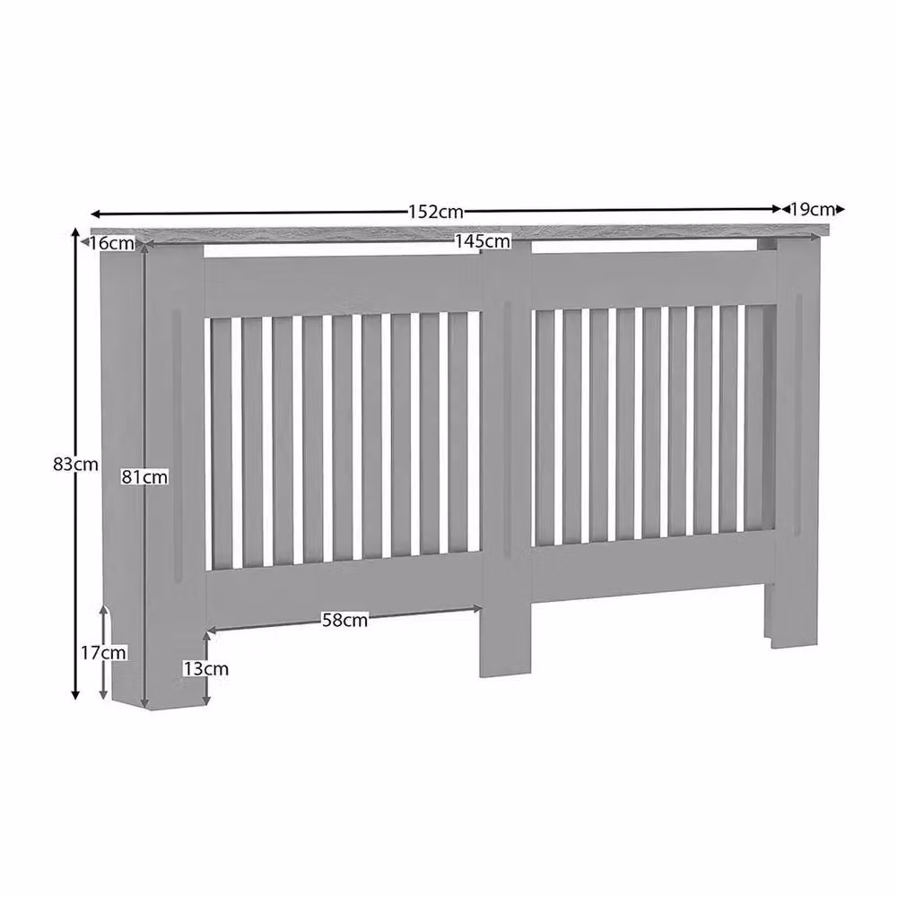 Neo Belgravia Decorative Radiator Cover in Light Grey, H 83.3 x W 152 x D 19 cm – 4