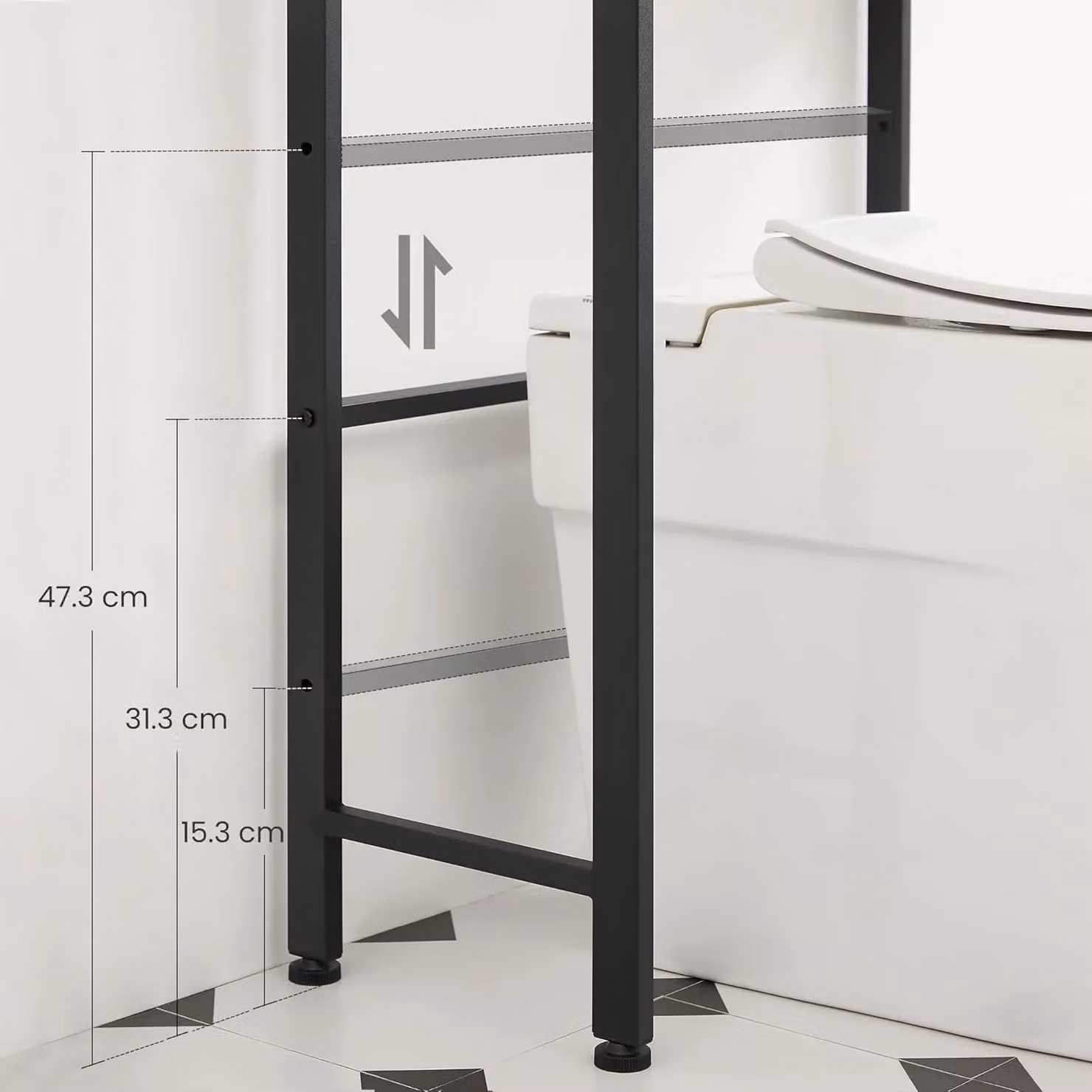 VASAGLE 3 Tier Over Toilet Storage Rack in Brown for Bathroom or Laundry – 6