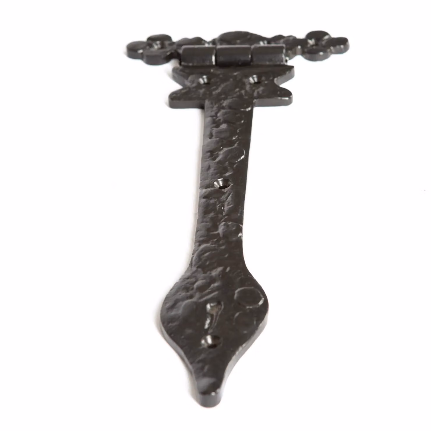 Hammer and Tongs Ornate Iron T-Hinge in Matt Black, Pack of 10, Width: 31 cm – 4