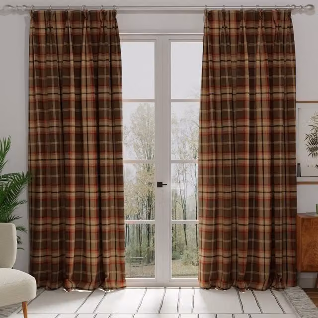 Terrys Balmoral Made to Measure Checked Fabric Curtain Panel in Red