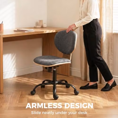 HOMCOM Grey Fabric Home Office Task Chair with 360 Degree Swivel and Castors, W/D/H: 51 x 45 x 83 cm – 6