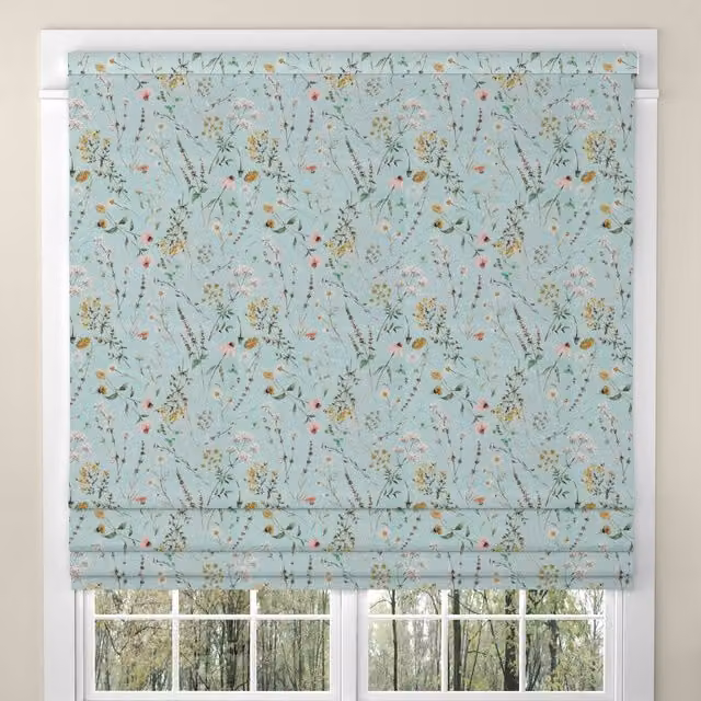ANTE DECOR Chloe Made To Measure Floral Blackout Roman Blind in Blue