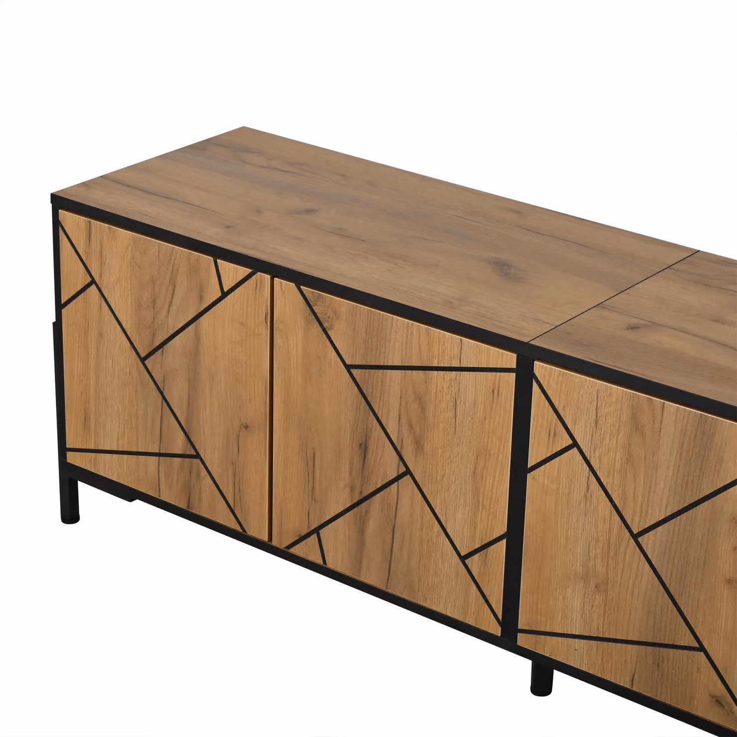 Aosom UK Geometric Wood TV Stand in Rustic Brown with Bold Geometric Doors and Adjustable Shelves, W/D/H: 153 x 40 x 50 cm – 7
