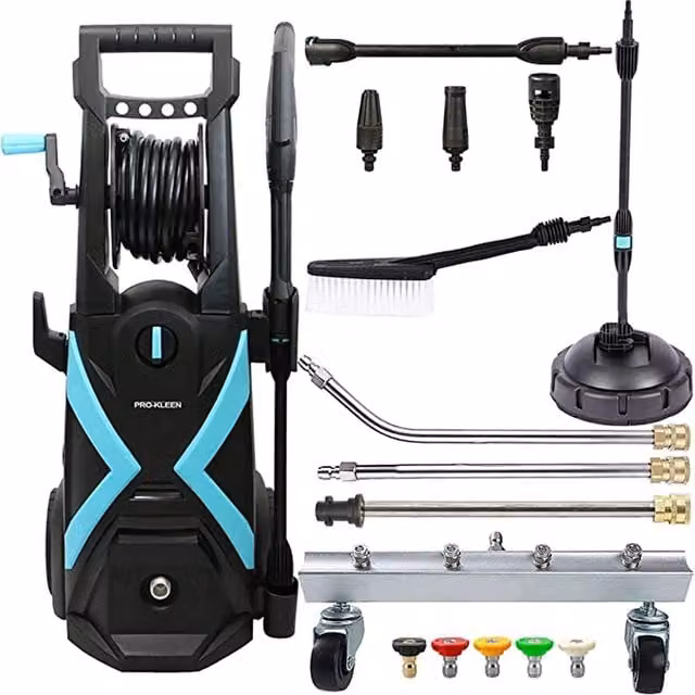 Pro-Kleen Pressure Washer Jet Cleaner with Patio and Chassis Cleaner, Black