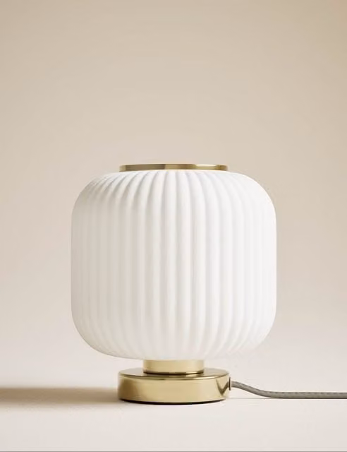 M&S Amelia Table Lamp in Gold/Brass and White