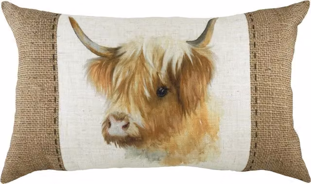White Hessian Cow Rectangular Polyester Cushion, Width: 50 cm