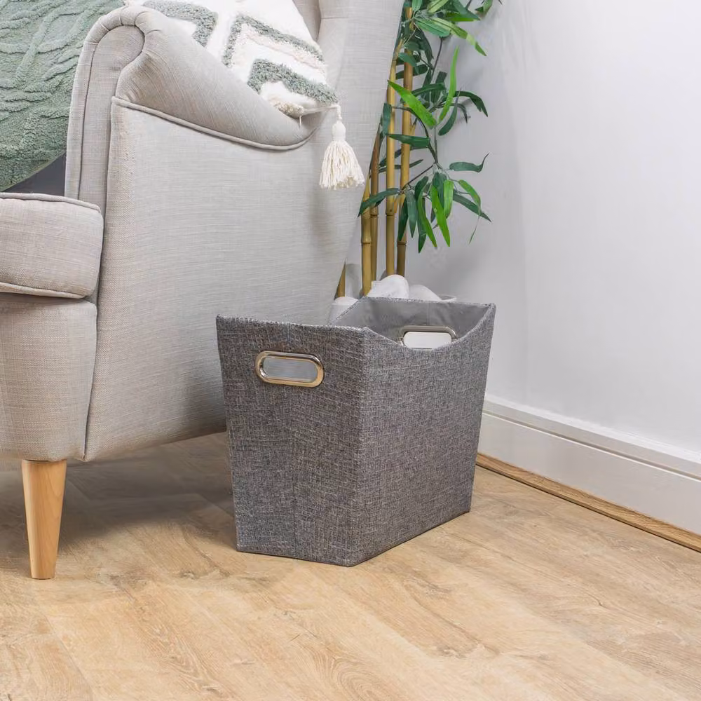 JVL Chroma Fabric Magazine Storage Holder in Grey, W/D/H: 40 x 29 x 21 cm – 4