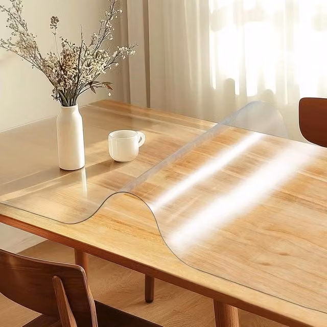 NESTLUNE Clear PVC Rectangular Table Protector, Transparent, W: 150 cm, D: 100 cm