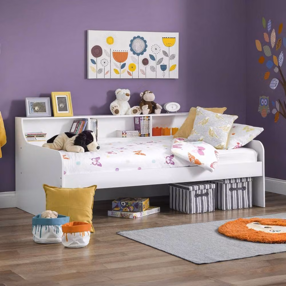 Cheshire Upland Modern Single Daybed in White, W/D/H: 90 x 200 cm – 2