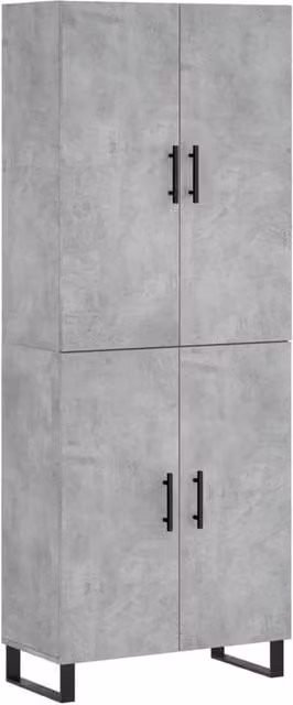 Berkfield Home Highboard in Concrete Grey, W/D/H: 69.5 x 34 x 180 cm