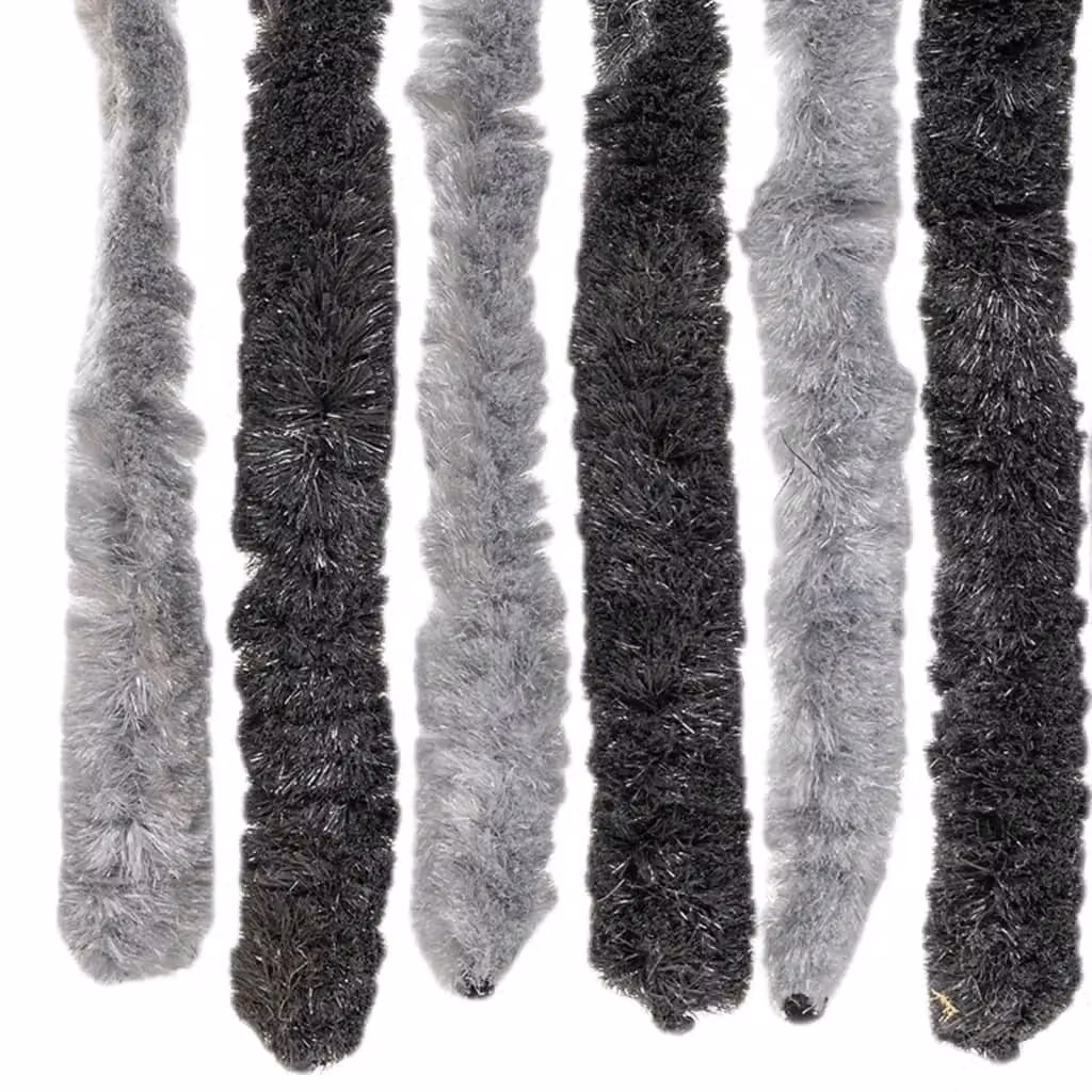 Berkfield Home Chenille Thermal Insulating Fly Curtain in Grey and Black, W: 56 cm, H: 185 cm – 3