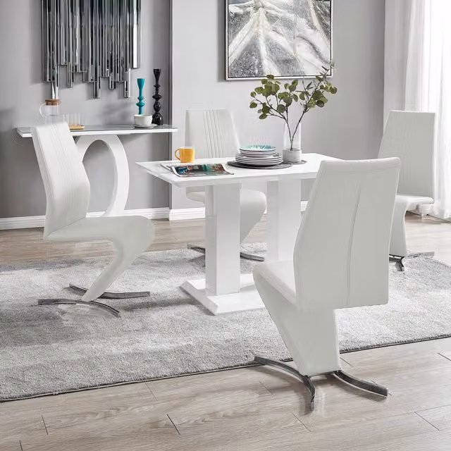 FurnitureboxUK Imperia 4 Modern White High Gloss Rectangular Dining Table and 4 Willow Chairs Set
