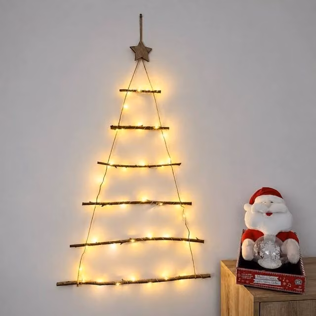 SPOT ON DEALZ Christmas Wall Twig Tree with 40 Warm White LED Lights, Height: 97 cm