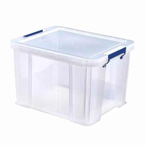 Bankers Box ProStore 36L Stackable Plastic Storage Boxes with Lids, Transparent, W/D/H: 30 x 37 x 31 cm