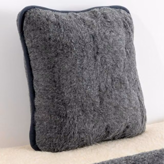 Native Natural Grey Merino Wool Square Cushion