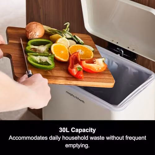 Morphy Richards Equip Collection 30L Pedal Kitchen Bin with Soft Close Lid and Removable Inner Bucket, Cream – 3