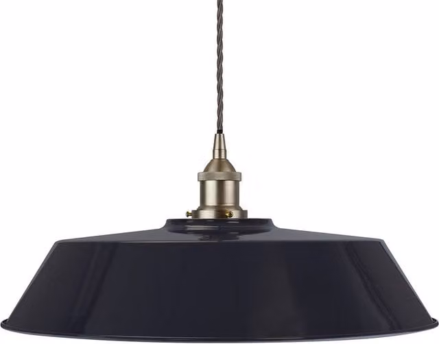 SE Home Chancery Large Suspended Pendant Light in Navy Blue and Grey with Brushed Chrome Metal Finish