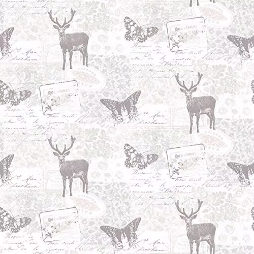 Galerie Nordic Elements Vintage Wildlife Wallpaper, Greige, W: 53 cm, L: 10 m