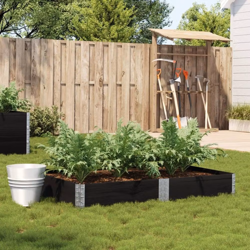 Berkfield Home Wooden Raised Bed Planter in Black, W/D/H: 100 x 100 x 21.5 cm – 2