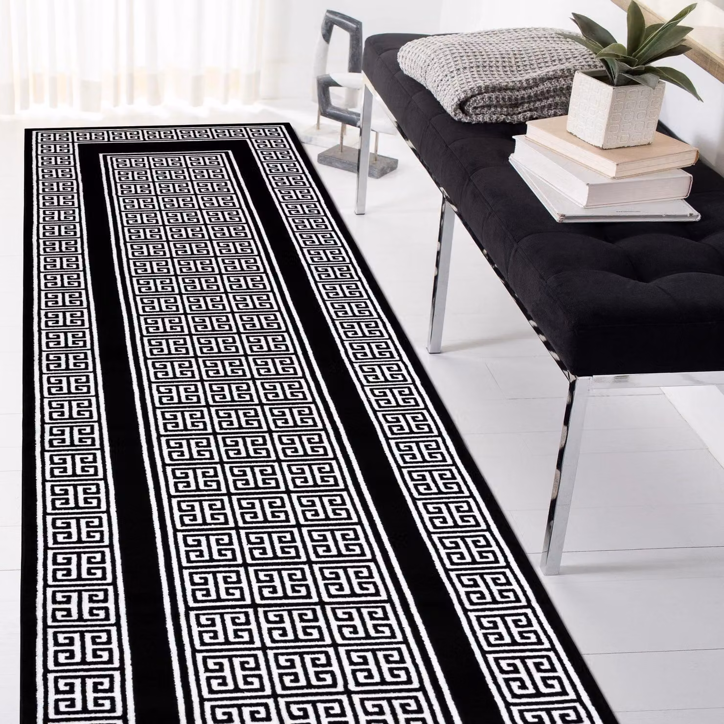 RugsX Gloss Runner in Black, W/D/H: 70 x 300 cm – 5