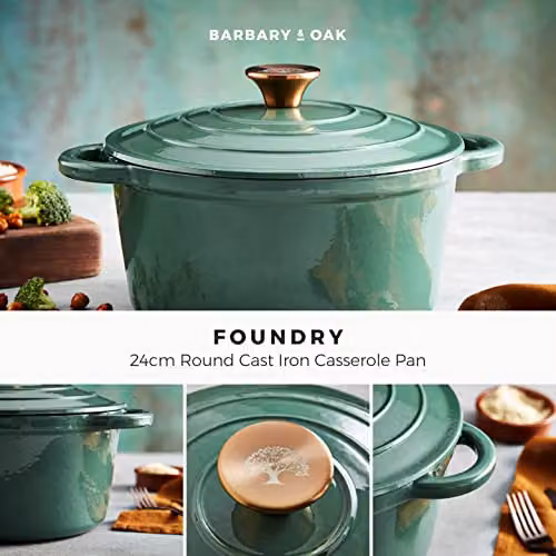 Tower Enamelled Cast Iron Casserole Pan, Green, Diameter: 24 cm – 2