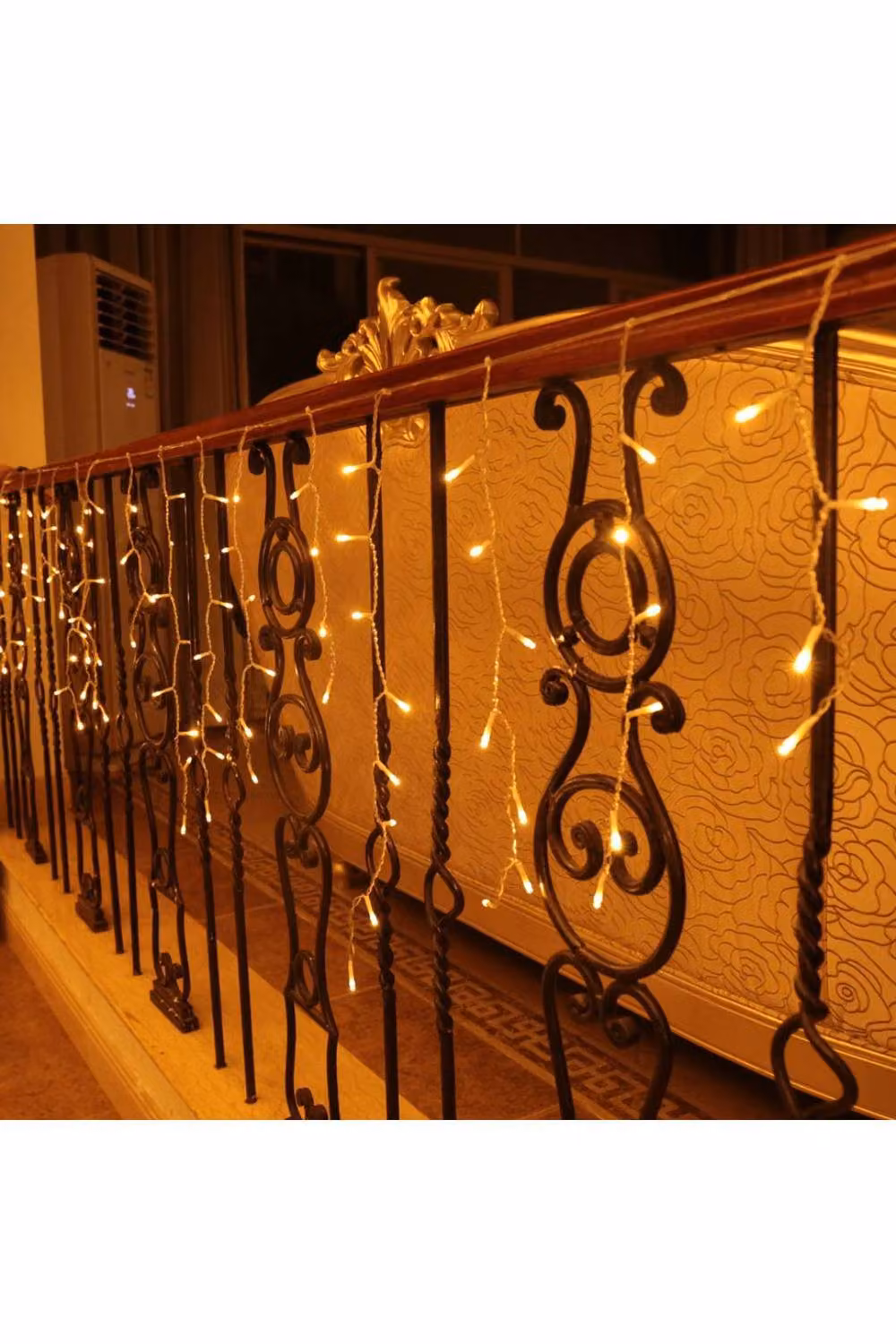 Living and Home Solar-Powered White LED Icicle String Lights with Remote Control and Dusk Sensor – 2
