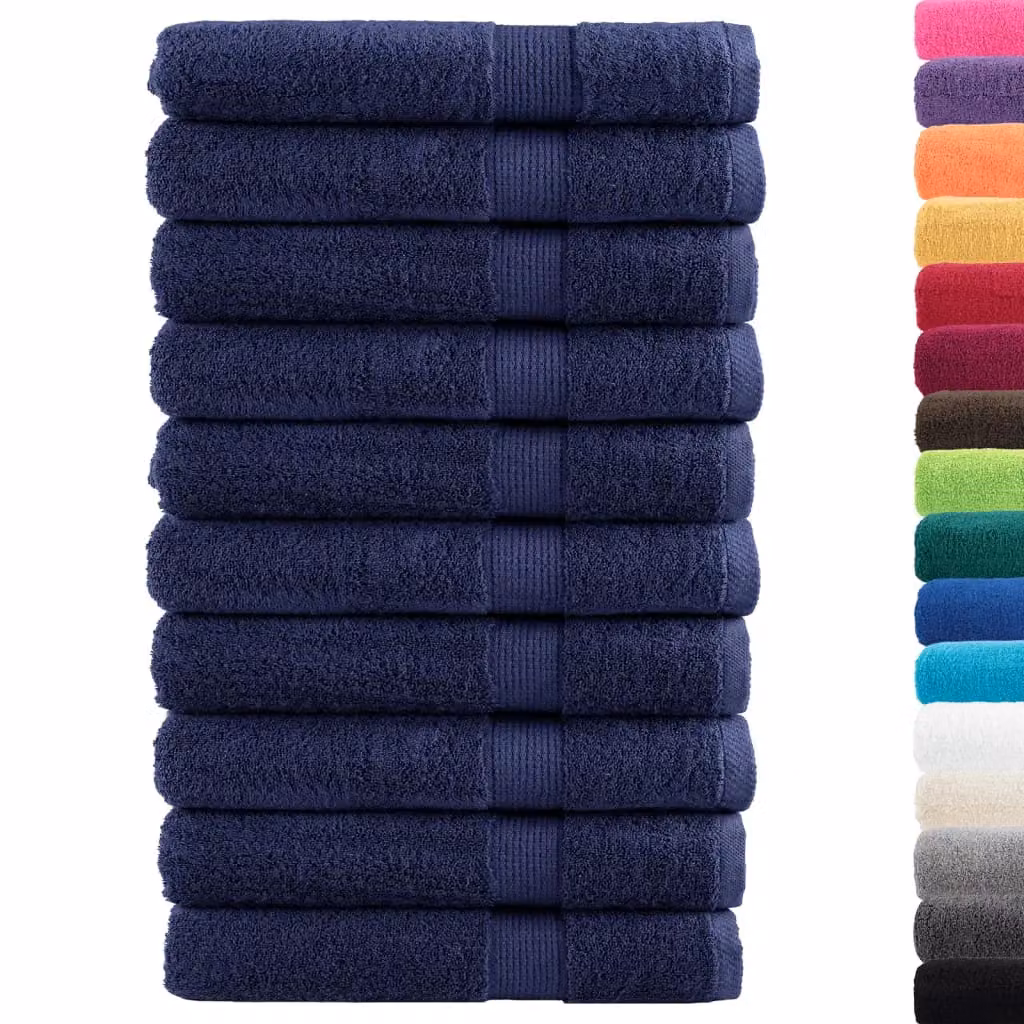 Berkfield Home SOLUND Premium Cotton Terry Towels, 10-Piece Set, Navy Blue, W: 100 cm x L: 200 cm, 600gsm – 2