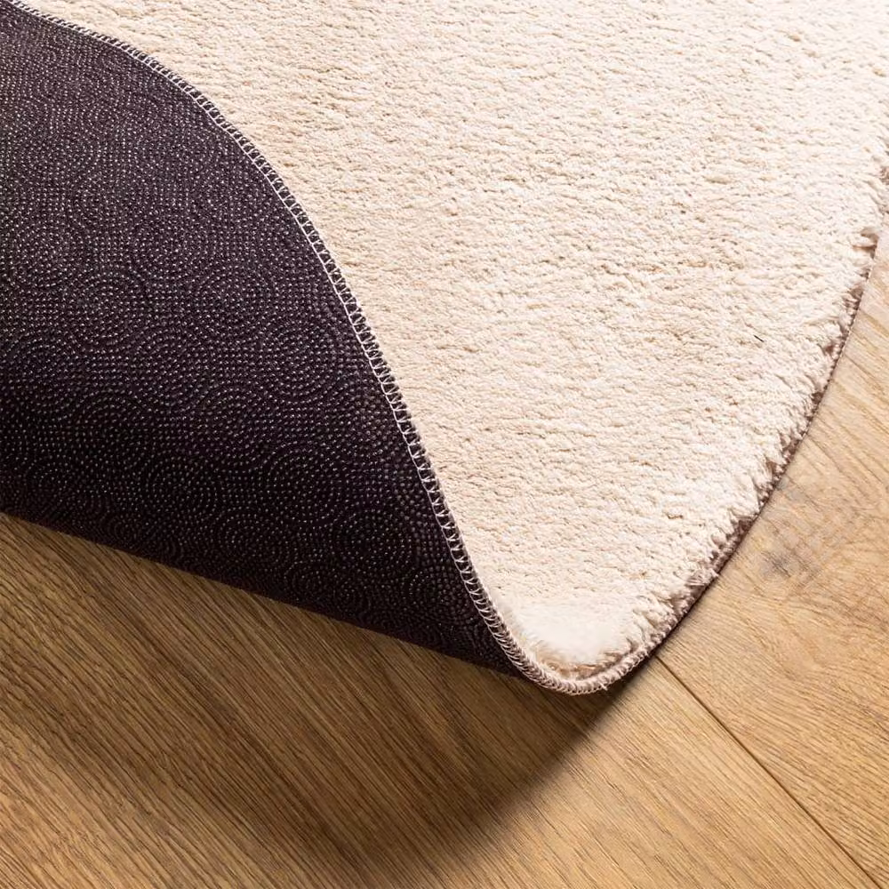 Berkfield Home HUARTE Round Short Pile Washable Rug, Beige, Diameter: 100 cm – 2