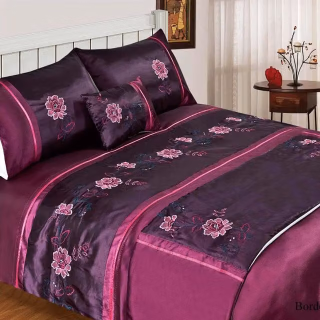 Rapport Home Bordeaux Bed In A Bag Complete Sheet Set in Aubergine Purple Floral Design
