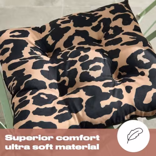 OHS 2 Pack Animal Print Outdoor Chair Seat Pads in Brown and Multicolour, W/D/H: 40 x 40 x 40 cm – 4