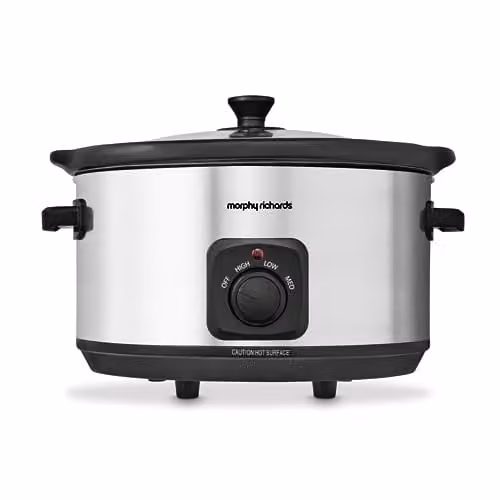 Morphy Richards 6.5L Slow Cooker in Silver with Ceramic Pot and Stainless Steel Finish – 1
