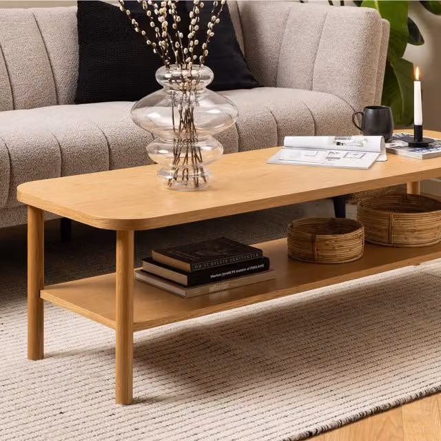 Furniture To Go Banbury Rectangular Oak Coffee Table in Brown and Beige