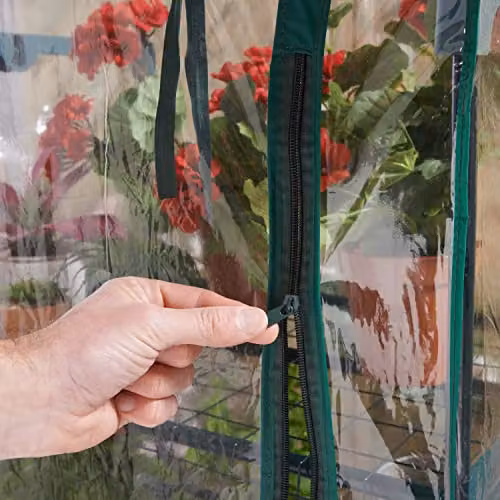 GardenKraft 4 Tier Greenhouse with Transparent PVC Cover and 4 Metal Mesh Shelves – 4