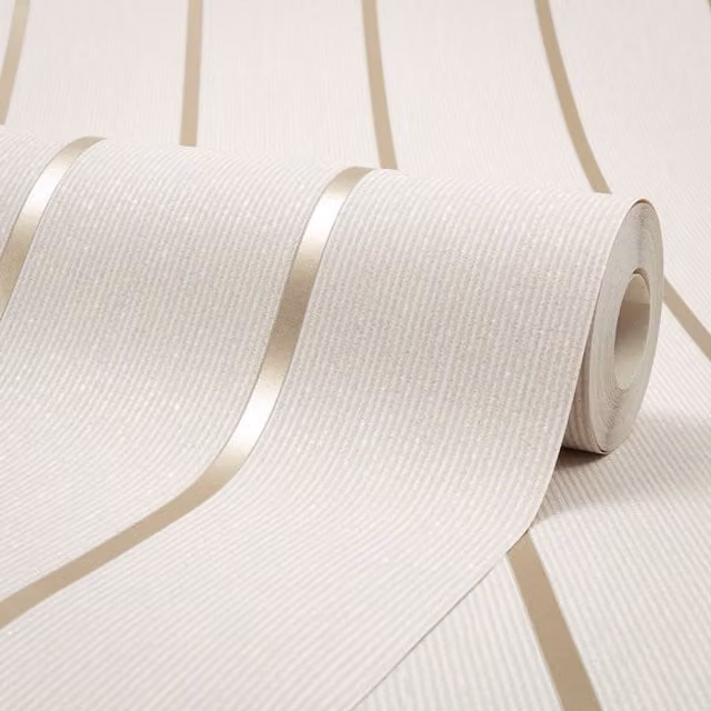 I Love Wallpaper Retro Striped Abstract Wallpaper in Gold, Yellow and Beige