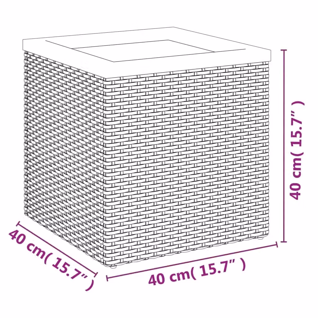 Berkfield Home Black Poly Rattan Planter Tub W/D/H: 40 x 40 x 40 cm – 4