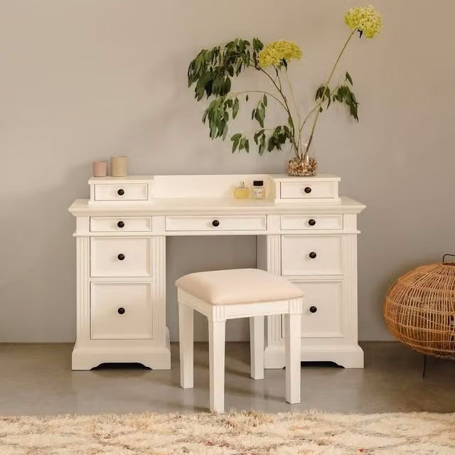 Classic Rectangular Metal Statement Furniture in Beige, Yellow or White