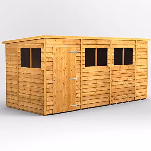 Powersheds Premium Pent Overlap Wooden Shed in Natural Brown, W: 190.8 cm, D: 202.8 cm, H: 190.8 cm