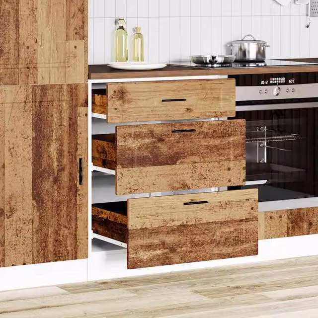 Berkfield Home Porto Old Wood Kitchen Base Cabinet in Brown, W/D/H: 60.0 x 46.0 x 81.5 cm