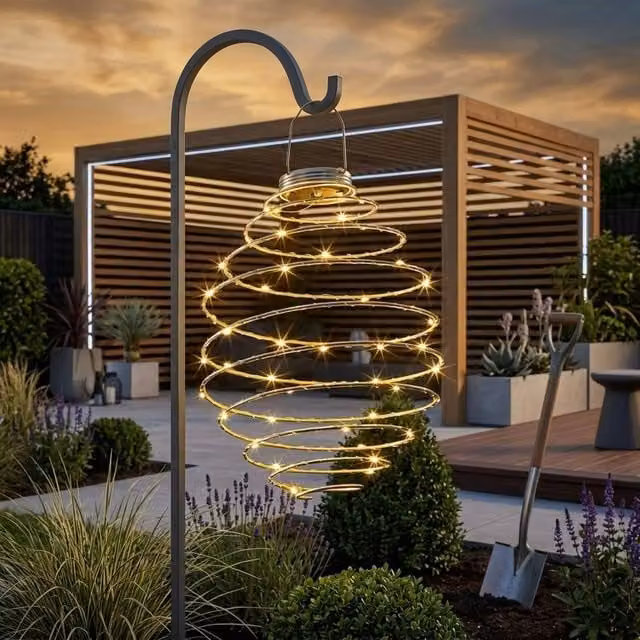 Garden Greatness Mega SpiraLight Solar Hanging LED Garden Light in White