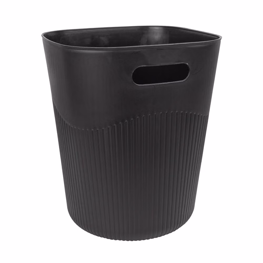 JVL Riblex Square Waste Bin, 11L, Set of 2, Black – 2