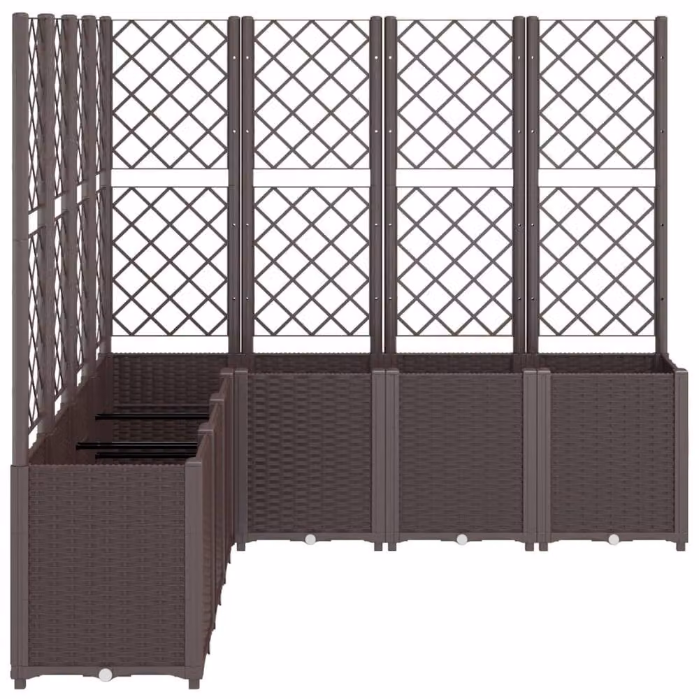 Berkfield Home Garden Planter with Trellis in Brown, W/D/H: 160 x 160 x 140 cm – 3