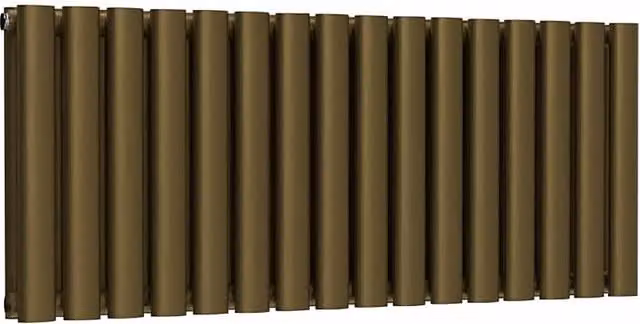 Lux Heat Oval Horizontal Double Radiator in Gold or Bronze, W: 96.0 cm, H: 40.0 cm